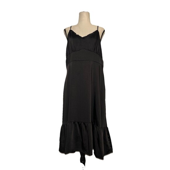 Nine West Black Babydoll Ruffled Midi Dress XL Whimsigoth Fairy Goth Y2K Style - Picture 2 of 10